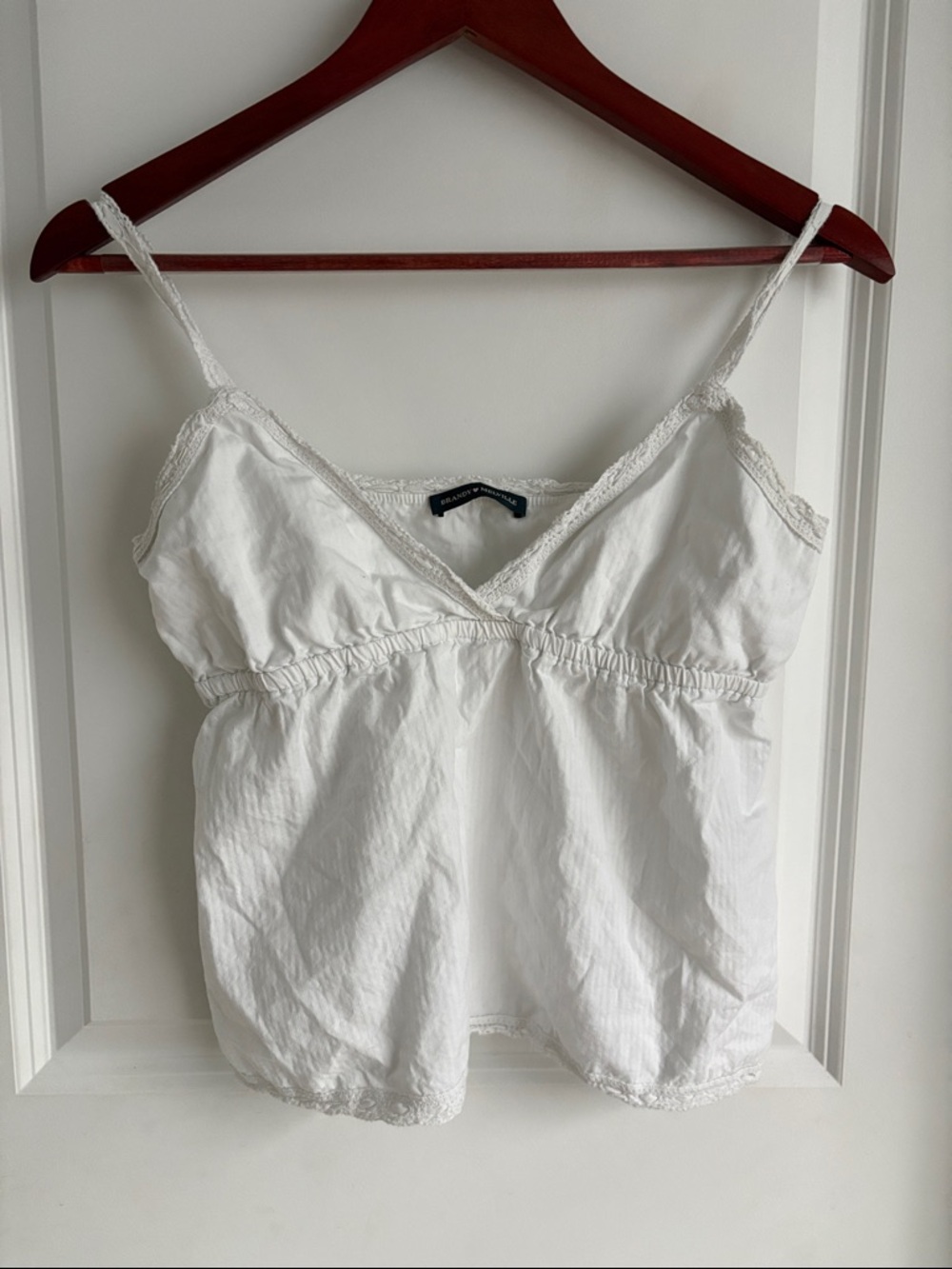 Brandy Melville White Lace-Trim Cami Tank Top